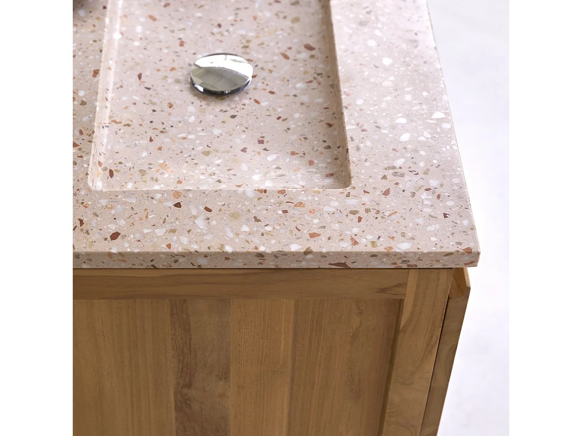 Mobile per il bagno Edgar in teak massello e battuto di terrazzo Pink 60 cm