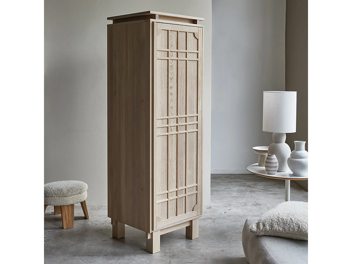 Bodi - Hochschrank aus massivem Eichenholz 62 cm breit