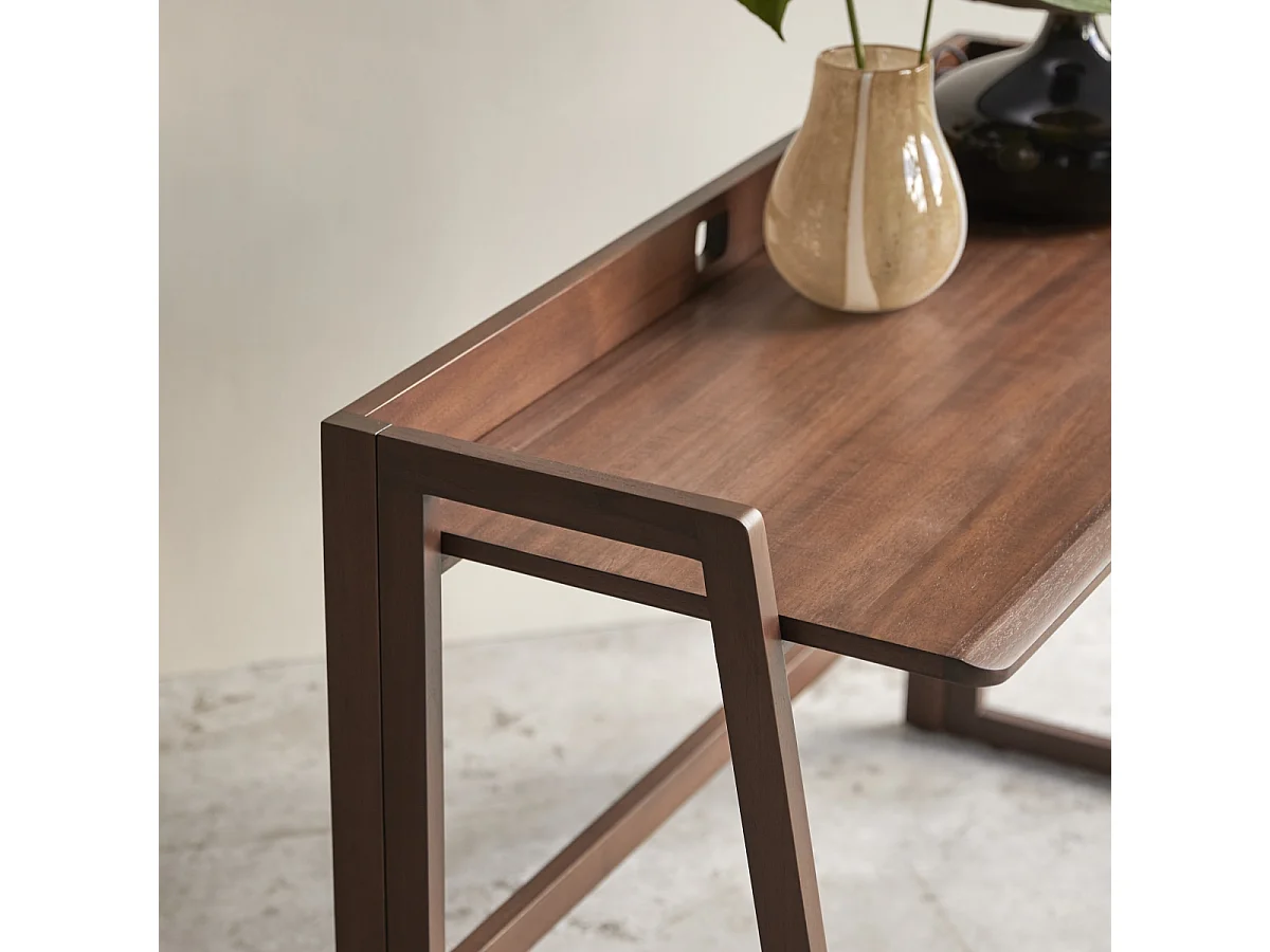 Scrivania pieghevole Philip in legno massello di teak scuro