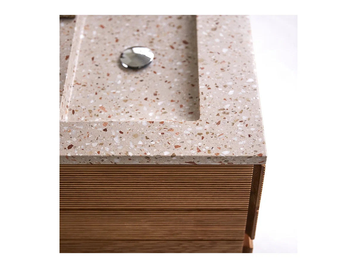 Mobile per il Bagno in legno di rovere e battuto di terrazzo pink da 60 cm