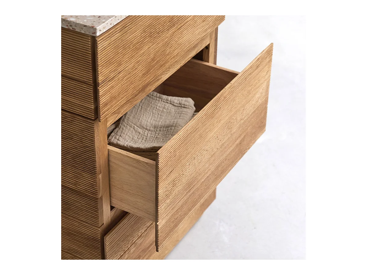 Mobile per il Bagno in legno di rovere e battuto di terrazzo pink da 60 cm