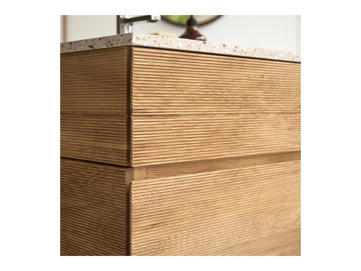 Mobile per il Bagno in legno di rovere e battuto di terrazzo pink da 60 cm