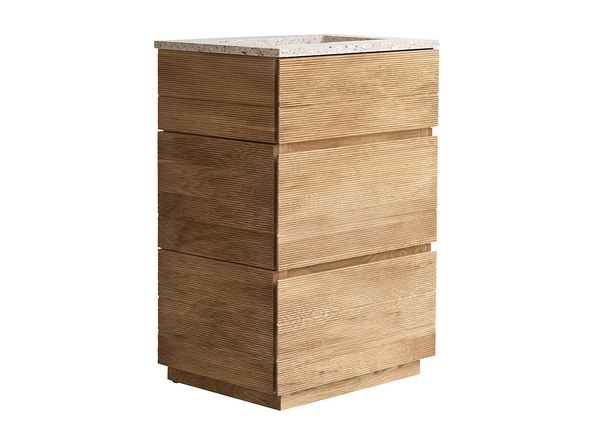 Mobile per il Bagno in legno di rovere e battuto di terrazzo pink da 60 cm