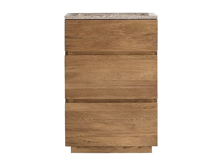 Badmöbel aus massivem Eichenholz und Terrazzo Pink 60 cm