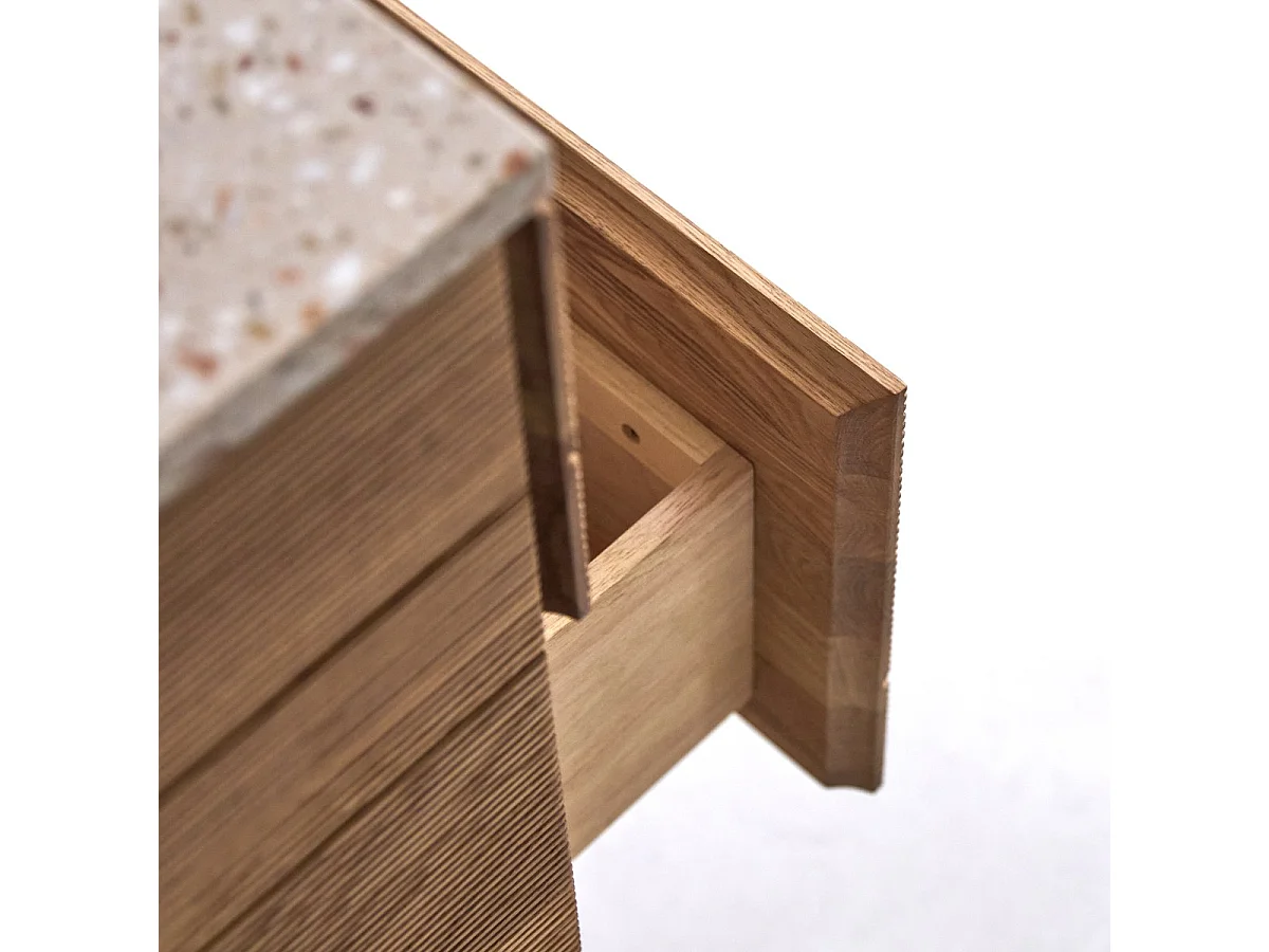 Badmöbel aus massivem Eichenholz und Terrazzo Pink 60 cm