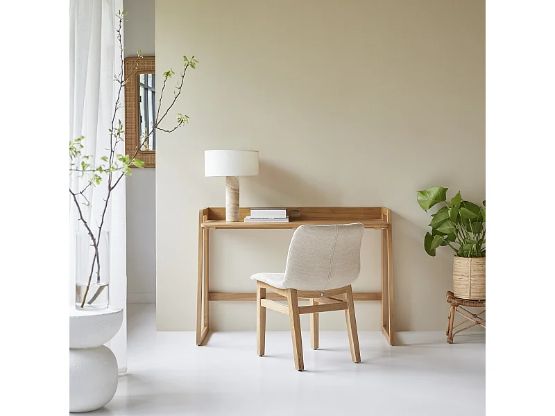 Bureau pliable en bois de teck massif clair Philip