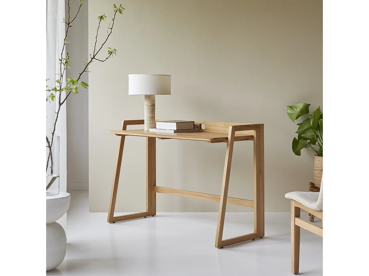 Klappbarer Schreibtisch Philips aus hellem, massivem Teakholz