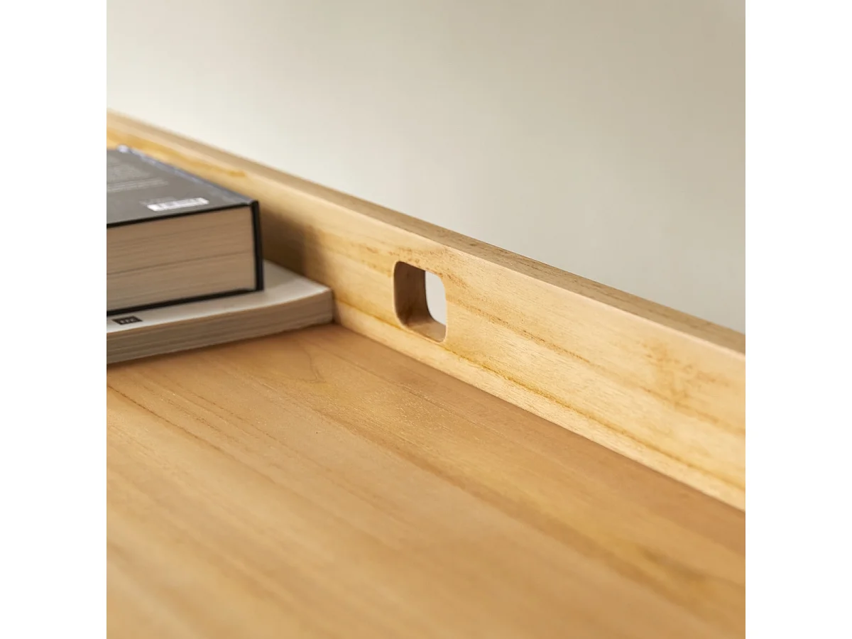 Klappbarer Schreibtisch Philips aus hellem, massivem Teakholz