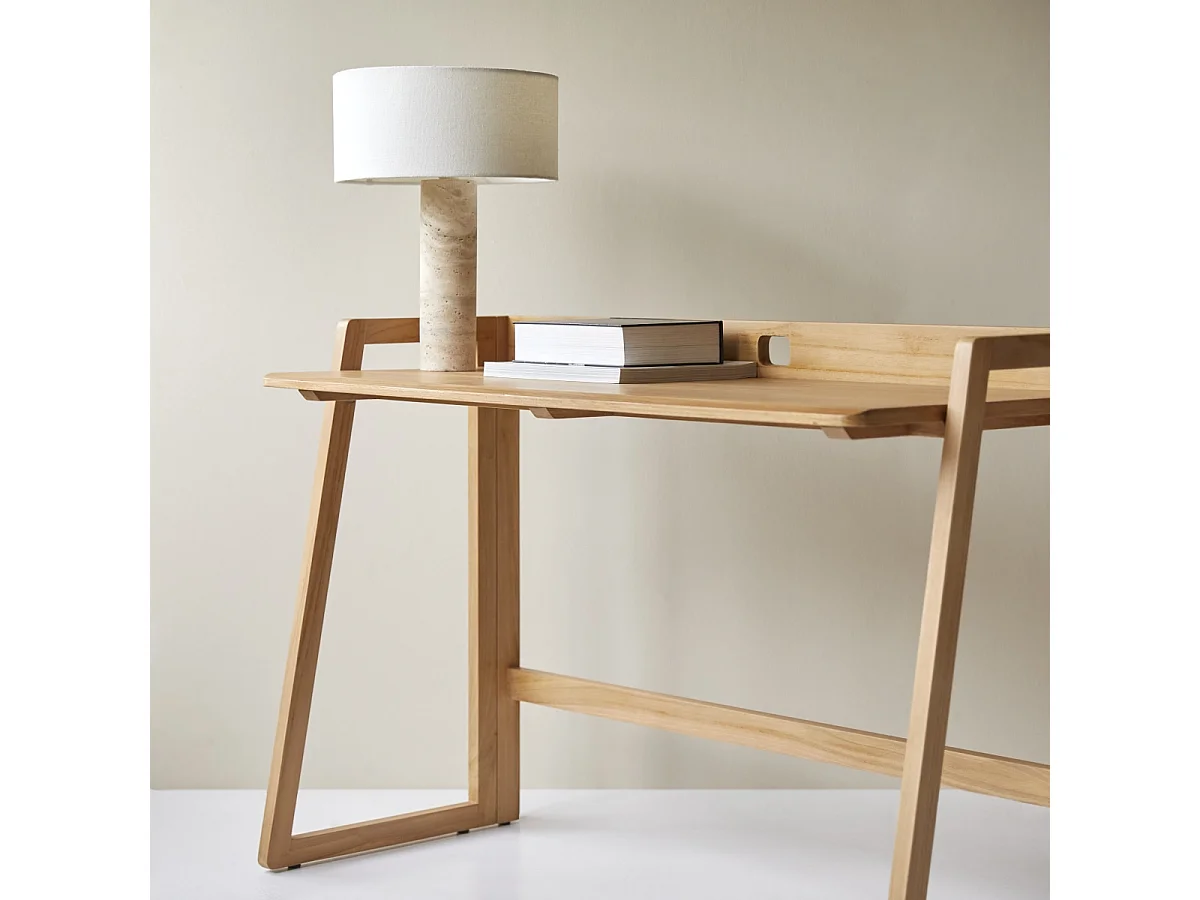 Klappbarer Schreibtisch Philips aus hellem, massivem Teakholz