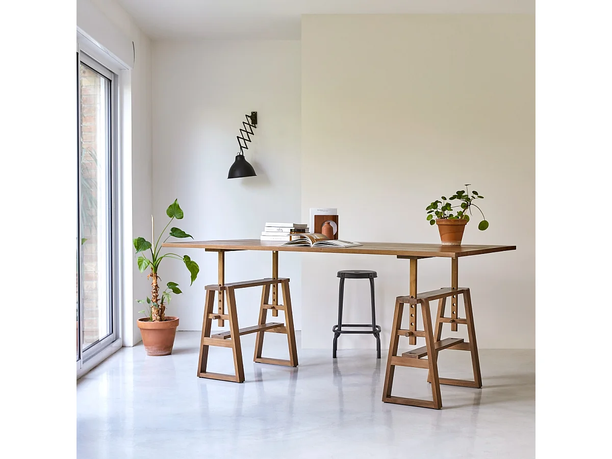 Bureau en bois de teck massif Trestle