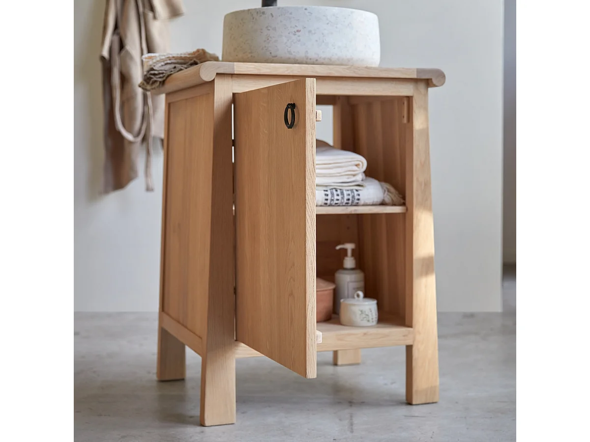 Waschbeckenunterschrank aus Eichenholz 65 Volute