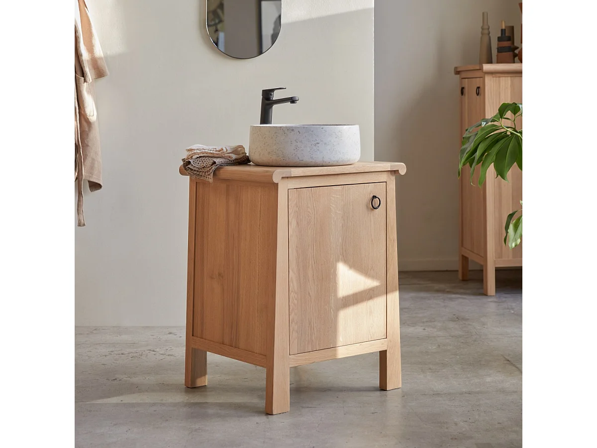 Waschbeckenunterschrank aus Eichenholz 65 Volute
