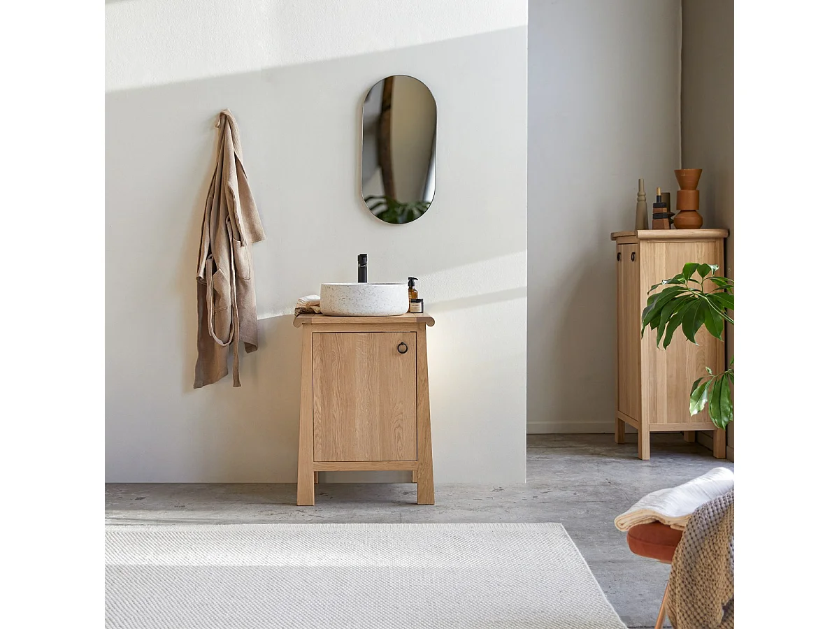 Mobile da bagno in rovere massello Volute 65 cm
