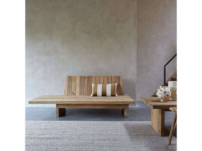 Banquette en bois de teck recyclé Joaquin, 3 places