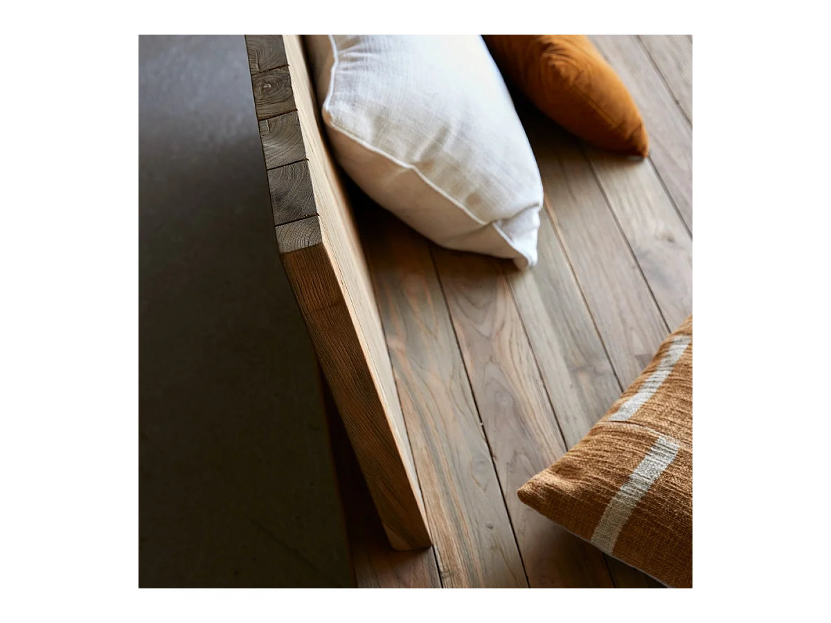 Banquette en bois de teck recyclé Joaquin, 3 places