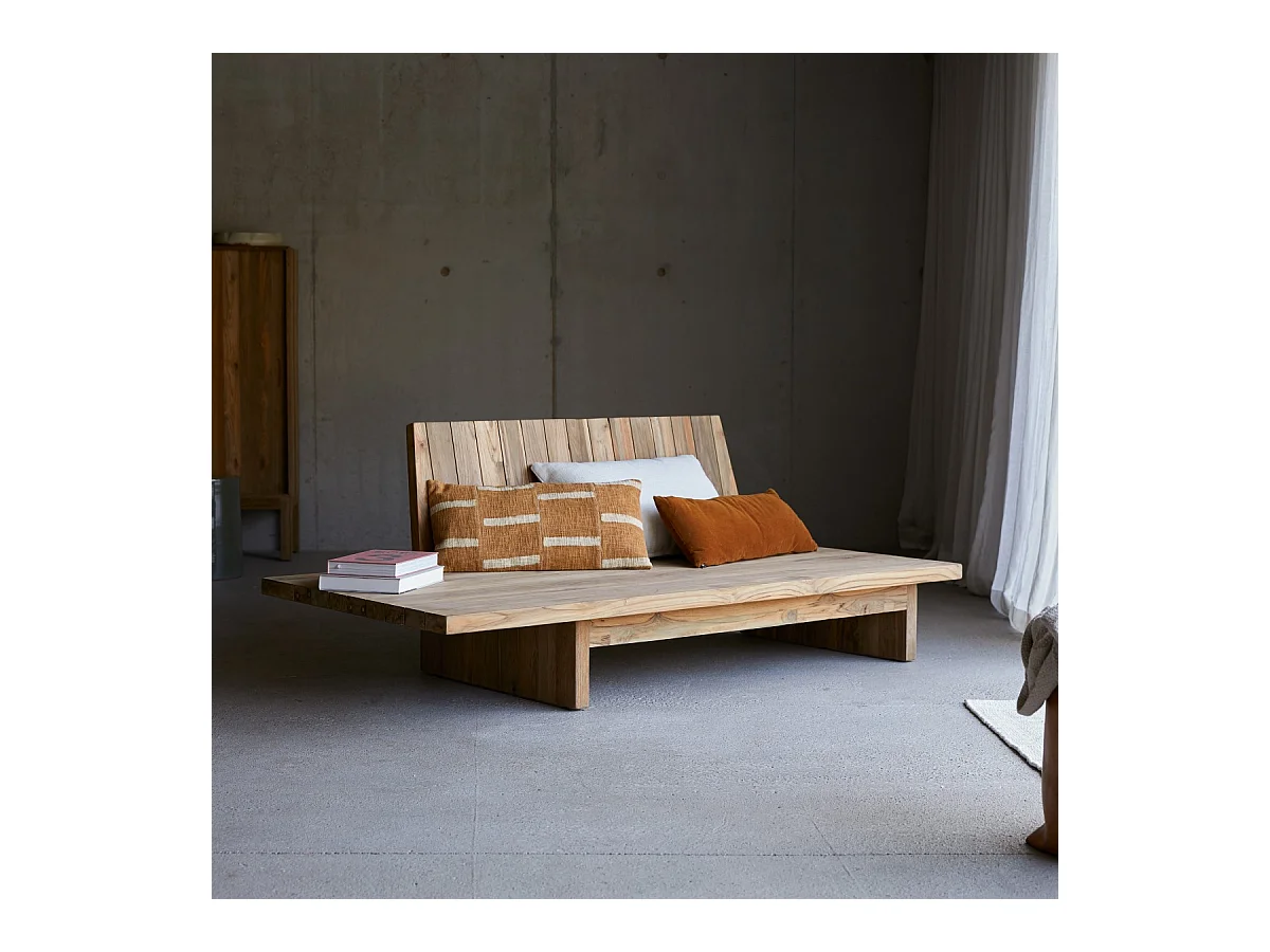 Banquette en bois de teck recyclé Joaquin, 3 places