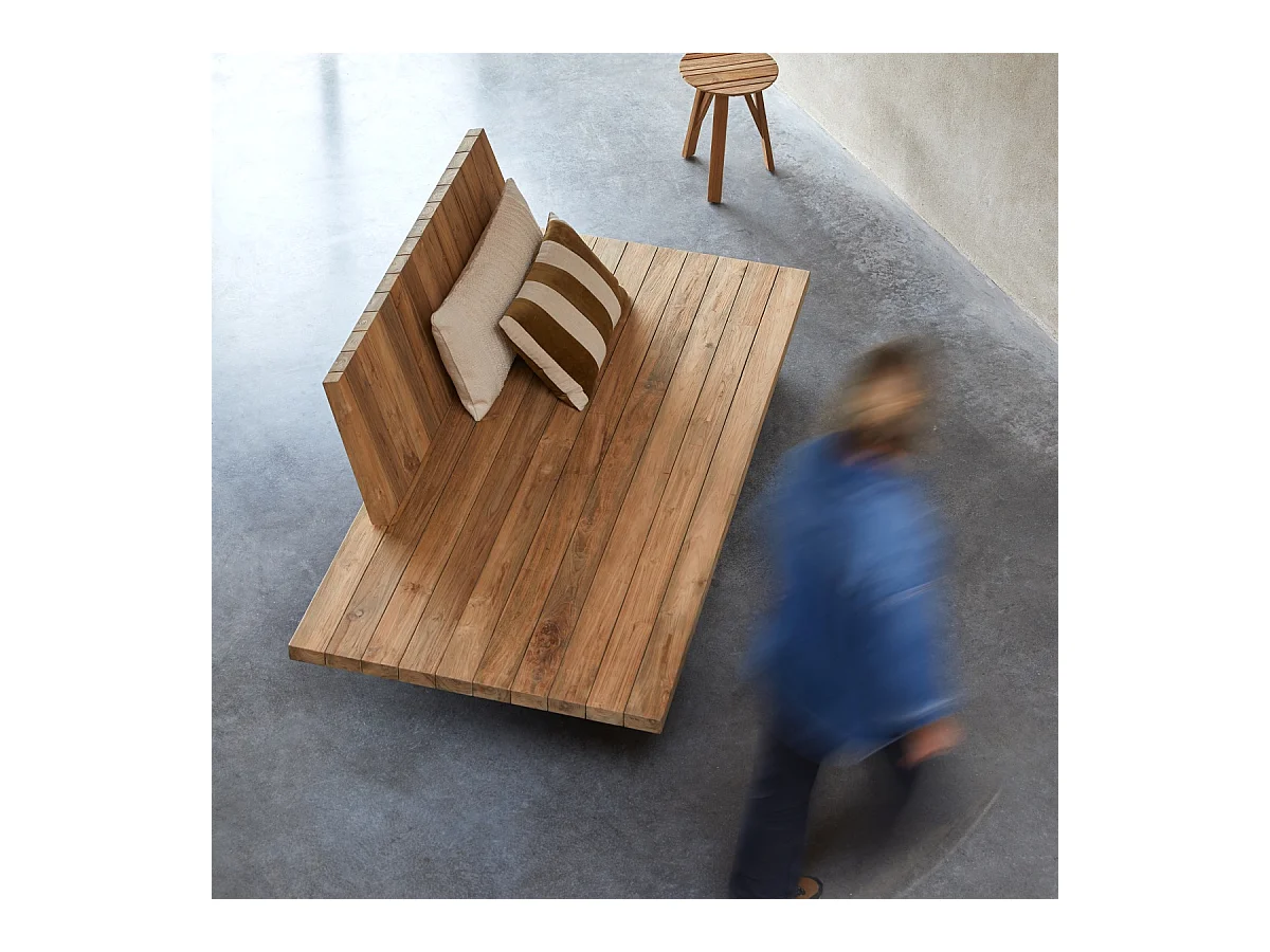 Banquette en bois de teck recyclé Joaquin, 3 places