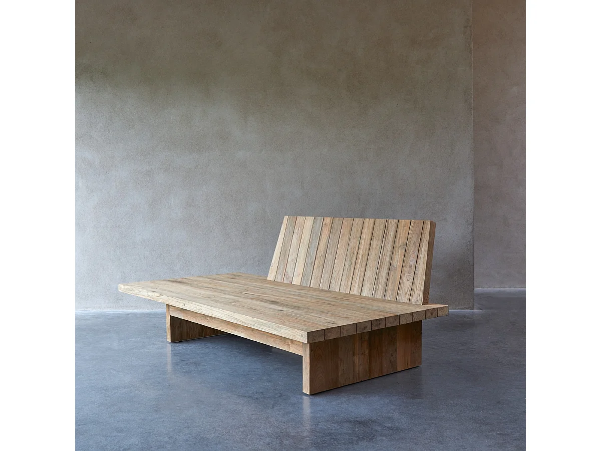 Banquette en bois de teck recyclé Joaquin, 3 places