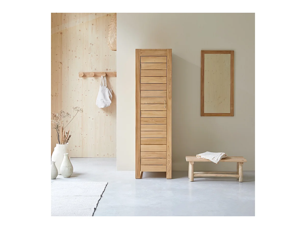 Colonna semplice portaoggetti in teak massello Minimalys