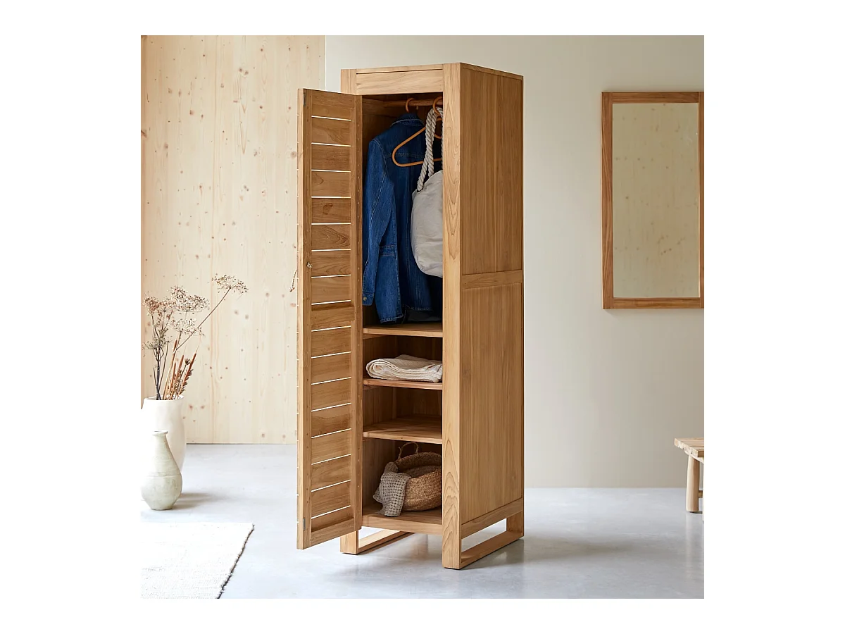 Colonna semplice portaoggetti in teak massello Minimalys