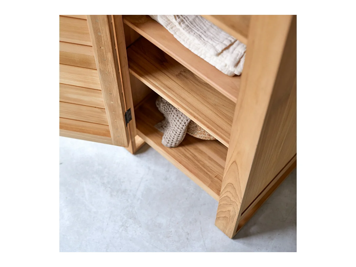 Colonna semplice portaoggetti in teak massello Minimalys