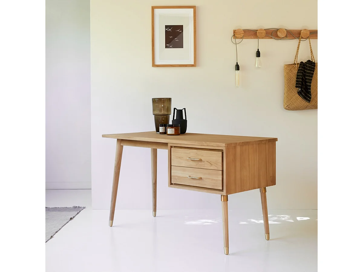 Scrivania in Teak naturale stile vintage