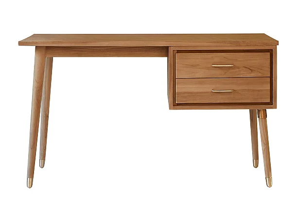 Schreibtisch aus unbehandeltem Teakholz Vintage Stil