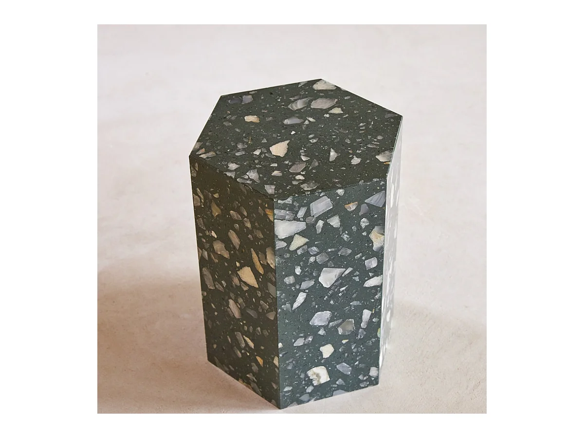 Tavolino da divano in terrazzo pregiato nero Zoé