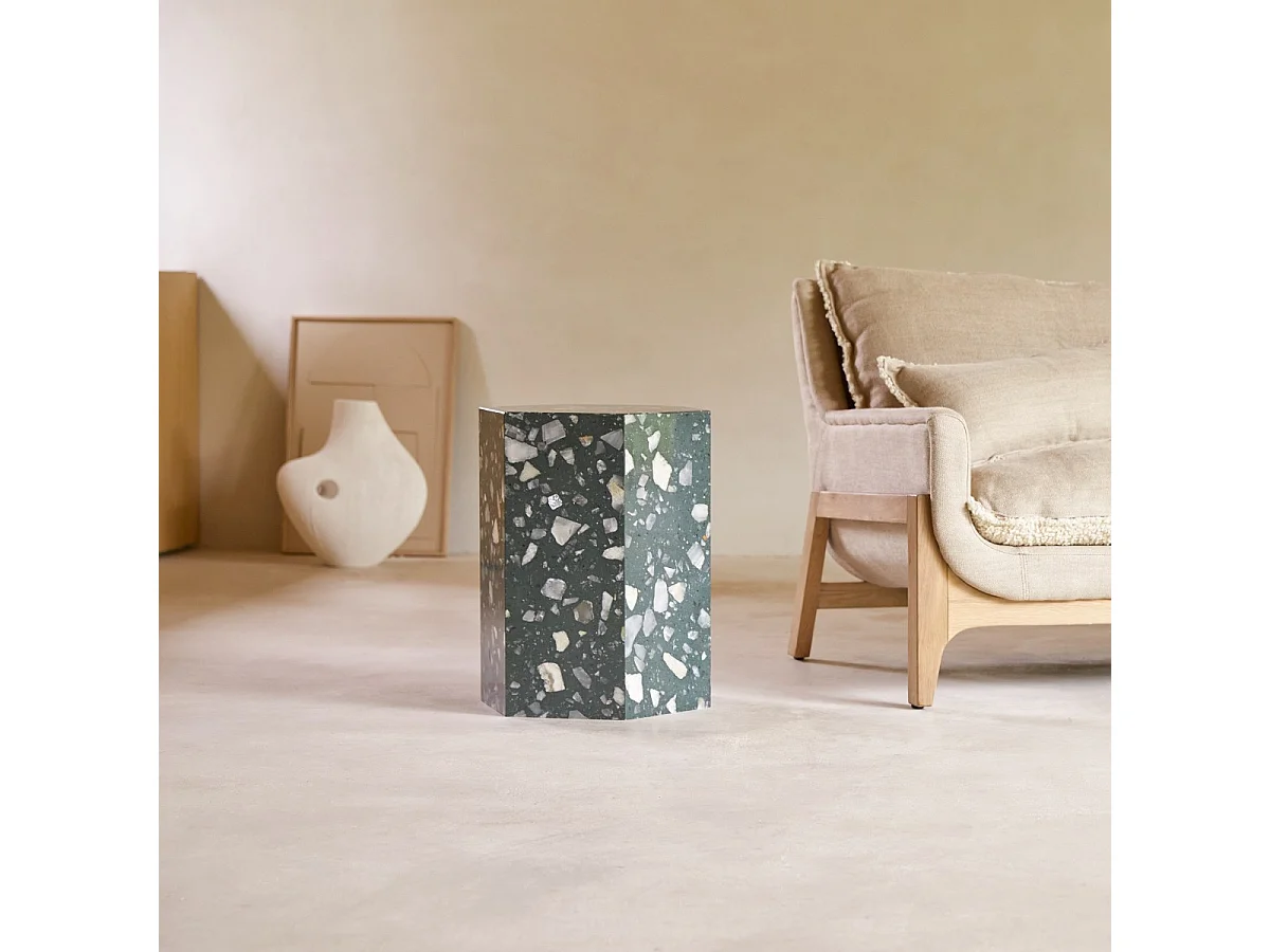 Tavolino da divano in terrazzo pregiato nero Zoé