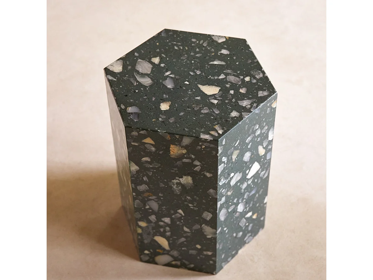 Tavolino da divano in terrazzo pregiato nero Zoé