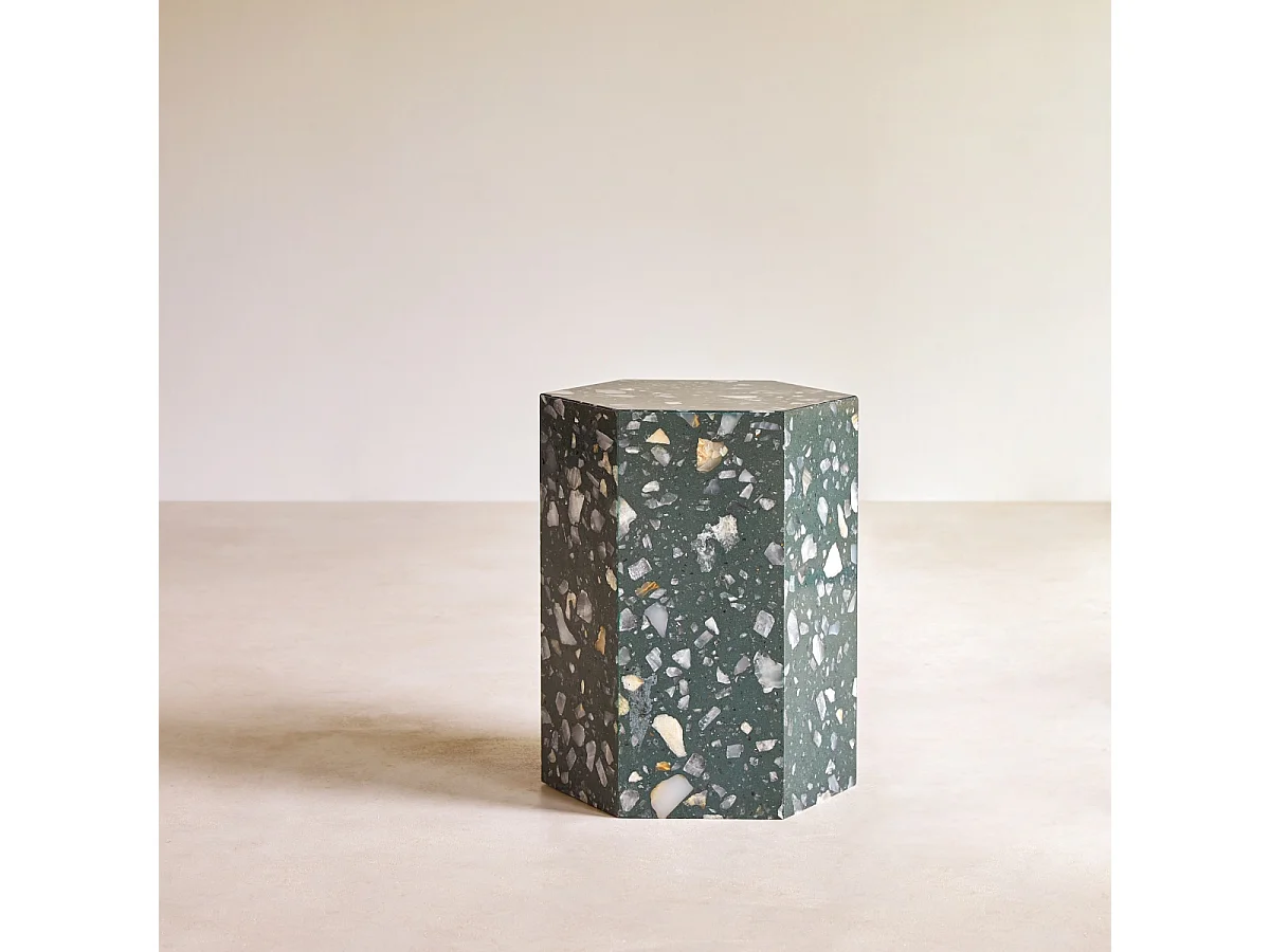 Tavolino da divano in terrazzo pregiato nero Zoé