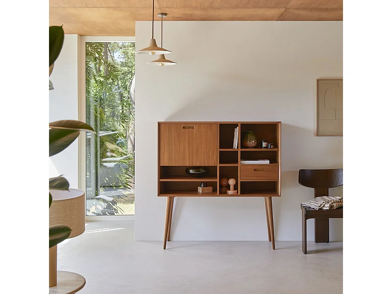 Bureau en bois d'acajou massif Magda 50's