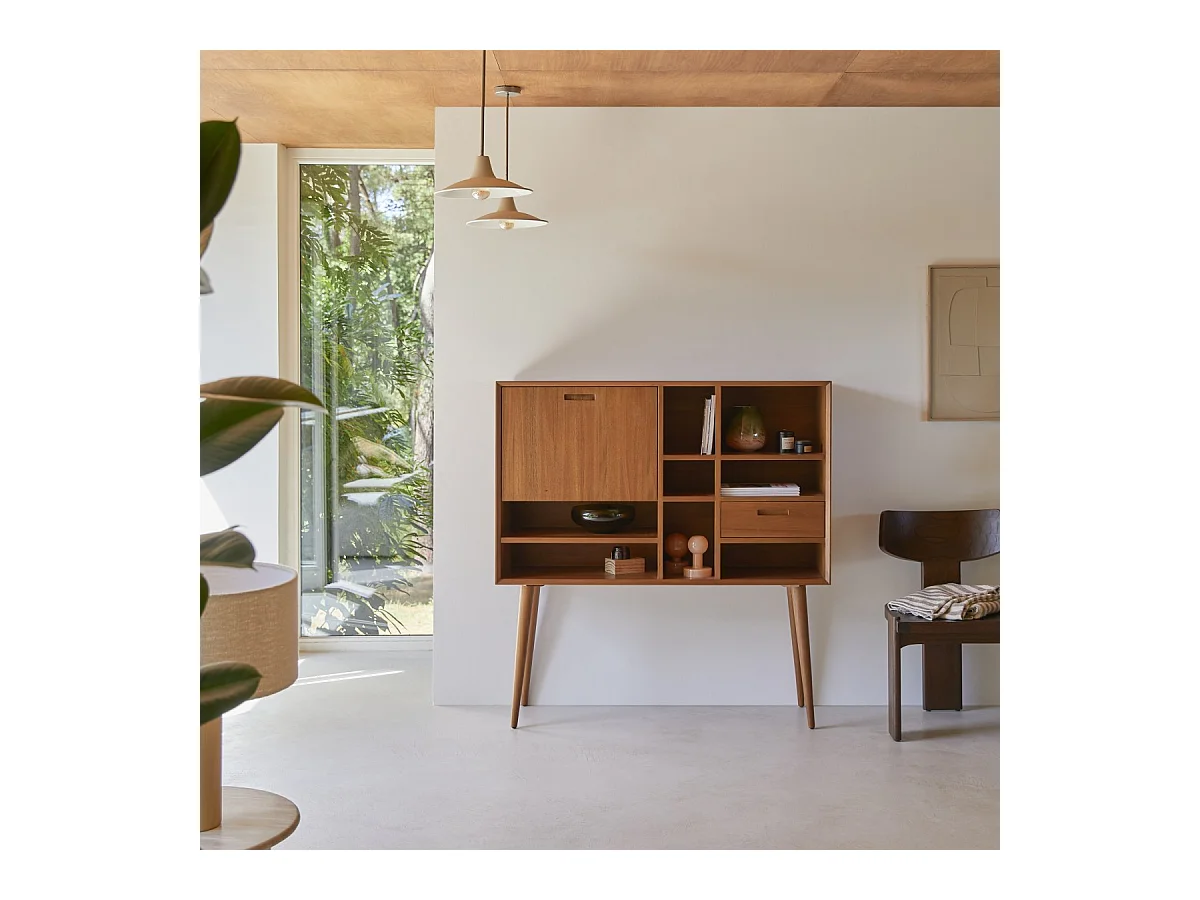 Bureau en bois d'acajou massif Magda 50's