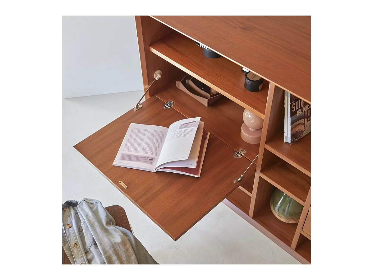 Bureau en bois d'acajou massif Magda 50's