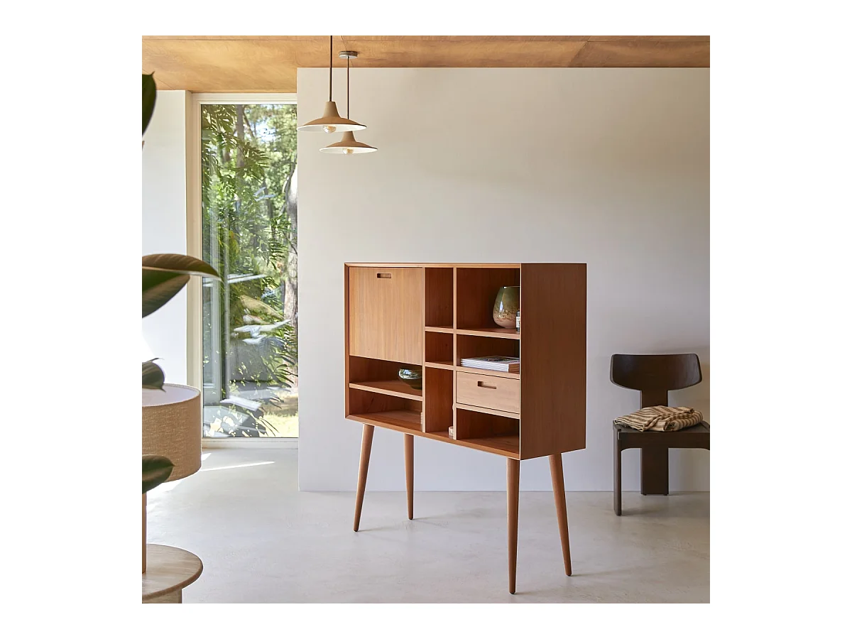 Bureau en bois d'acajou massif Magda 50's