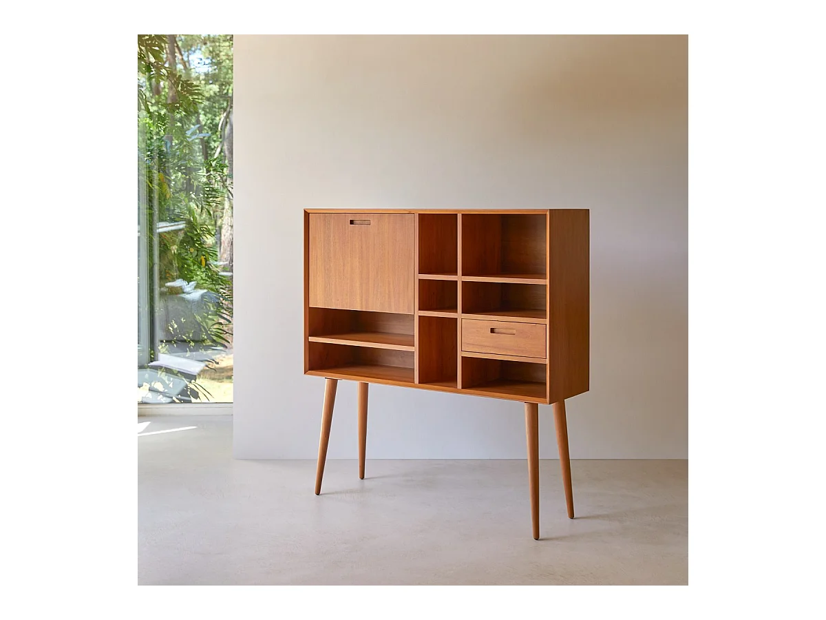 Bureau en bois d'acajou massif Magda 50's