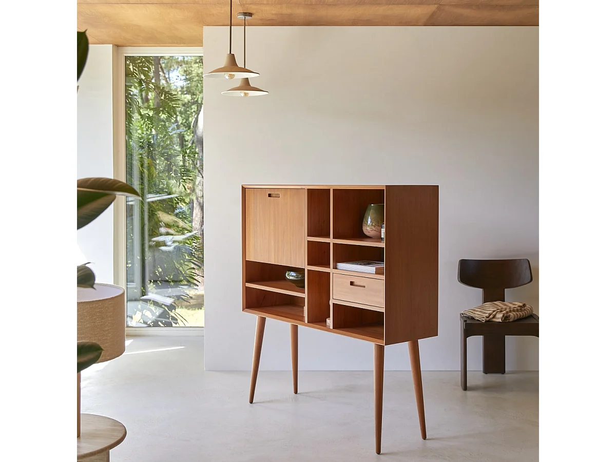 Bureau en bois d'acajou massif Magda 50's