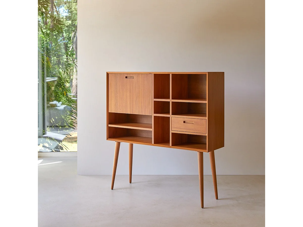 Bureau en bois d'acajou massif Magda 50's