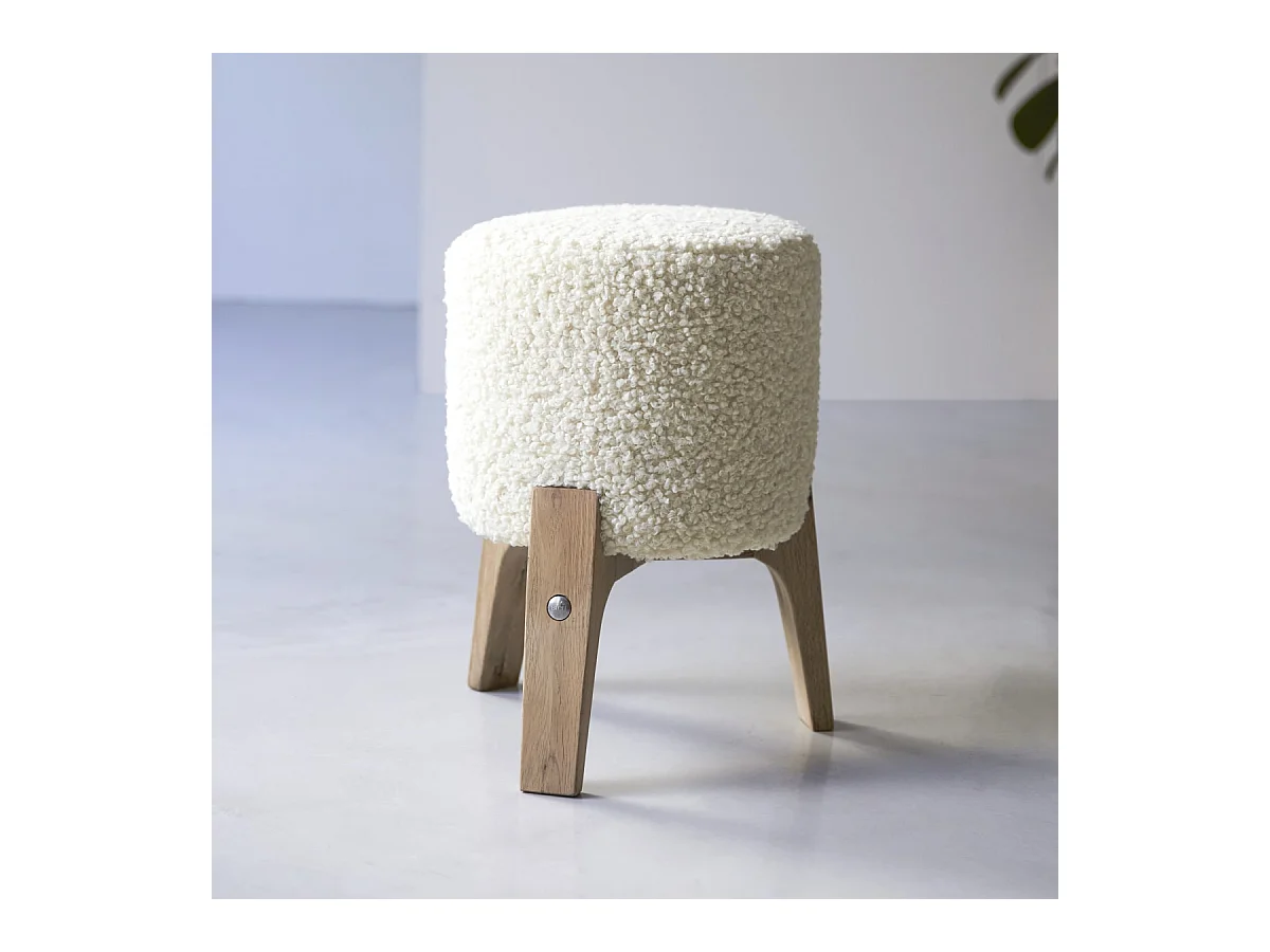 Pouf Drum M Himalaya in legno di quercia massello, 1 posto