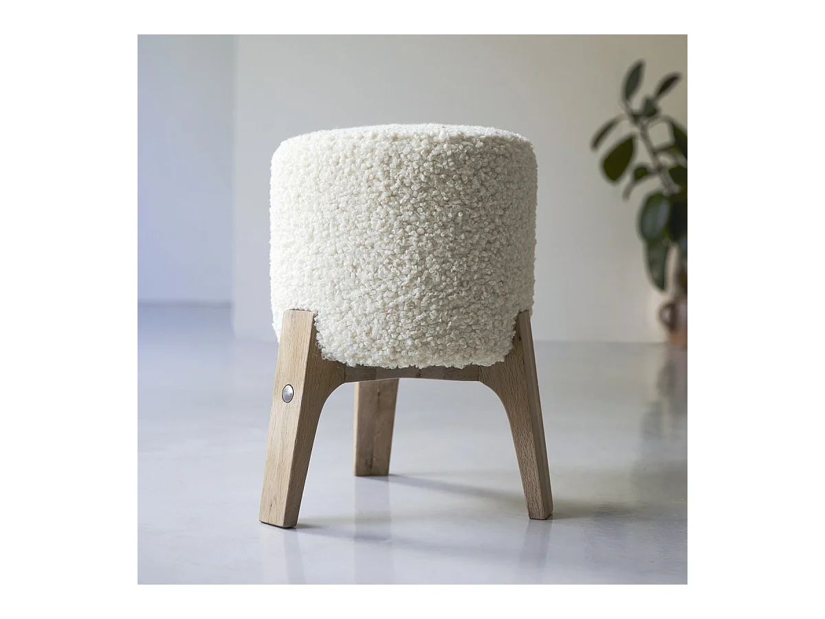 Pouf Drum M Himalaya in legno di quercia massello, 1 posto