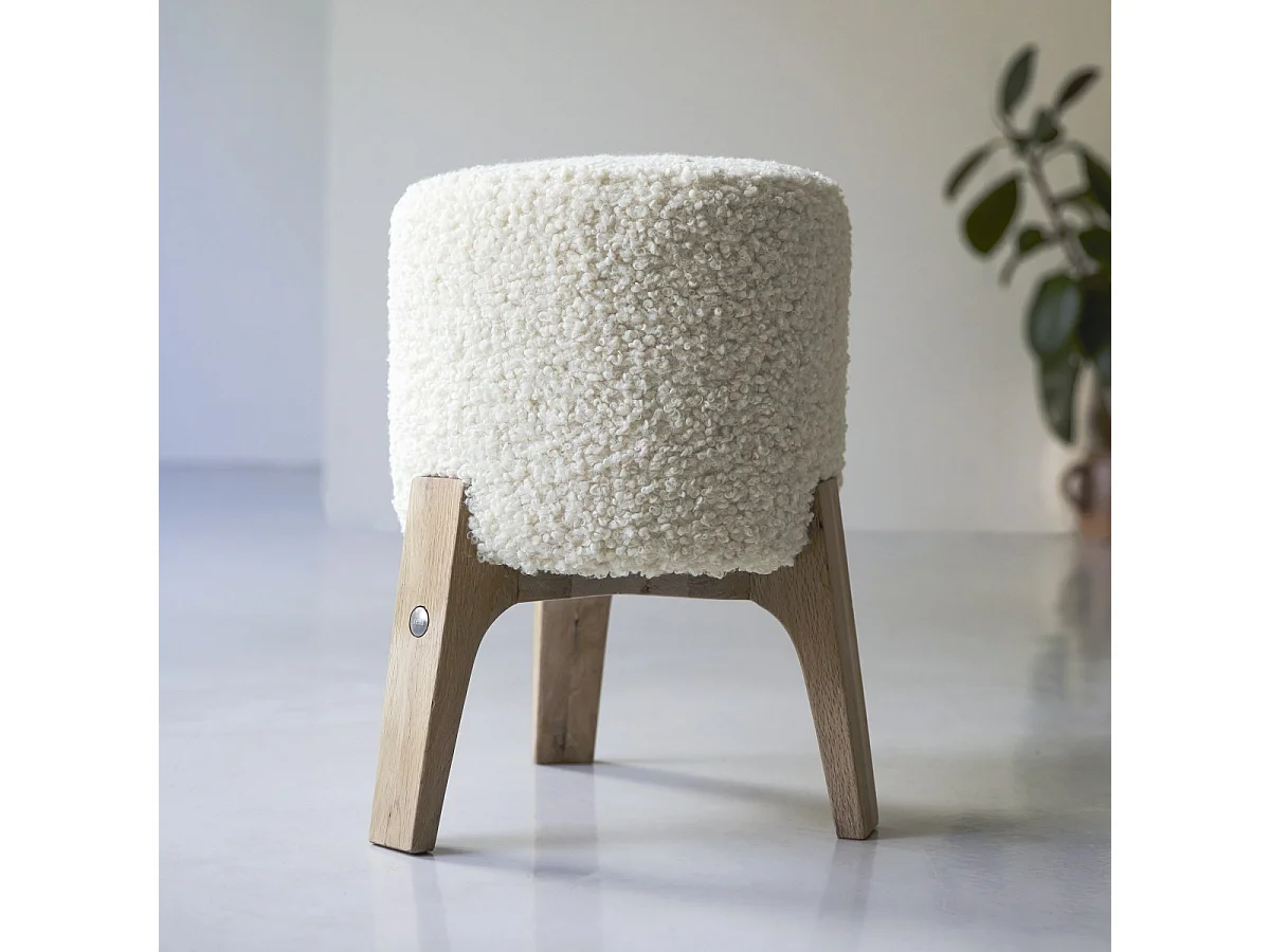Pouf Drum M Himalaya en bois de chêne, 1 place