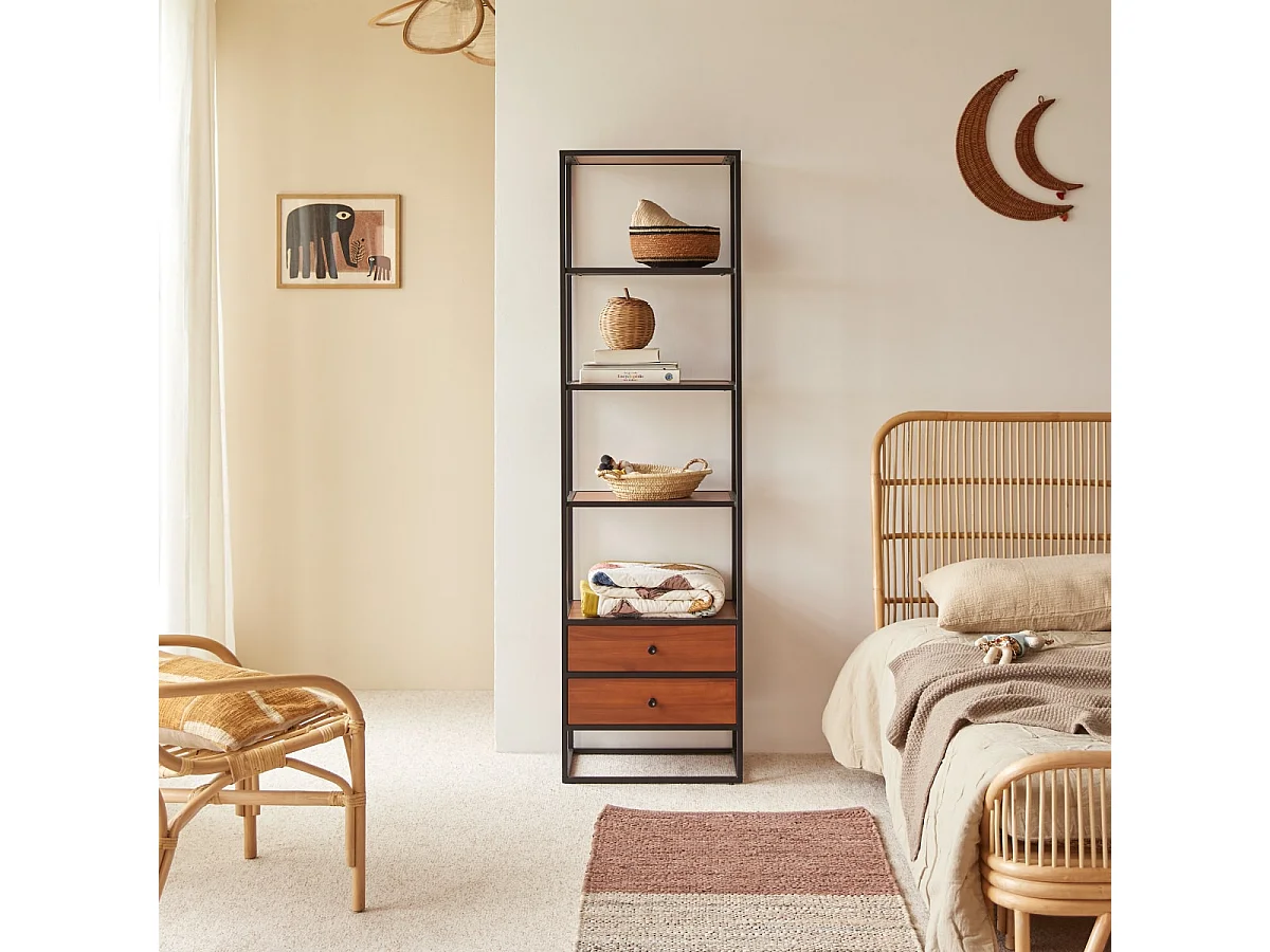 Colonne enfant en bois d'acacia et métal 175 Agra