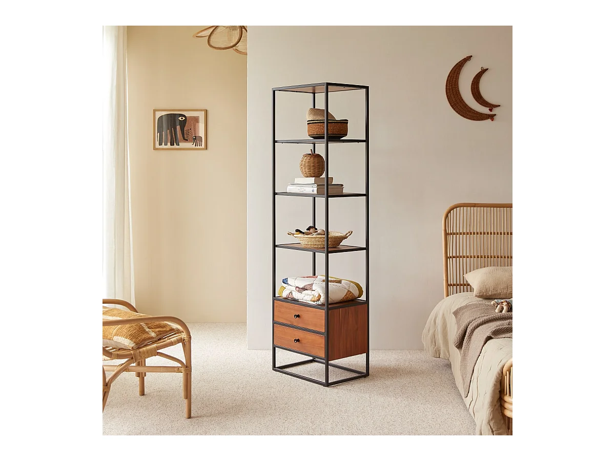 Colonne enfant en bois d'acacia et métal 175 Agra