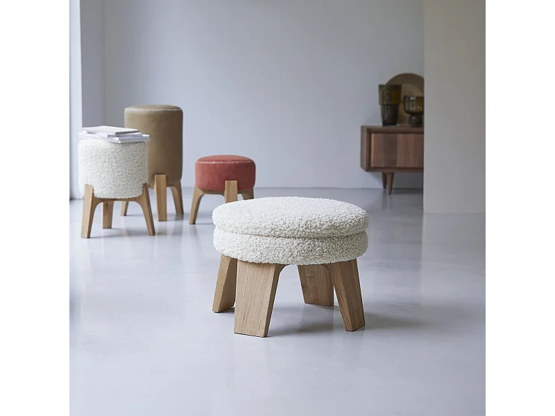 Pouf Mattak Himalaya en bois de chêne, 1 place