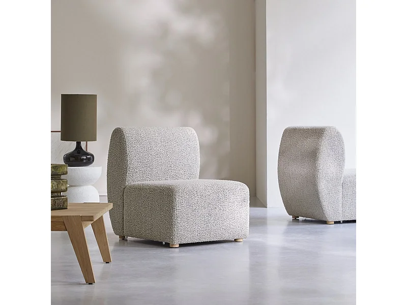 Chauffeuse modulable Swann en acacia massif et tissu gris