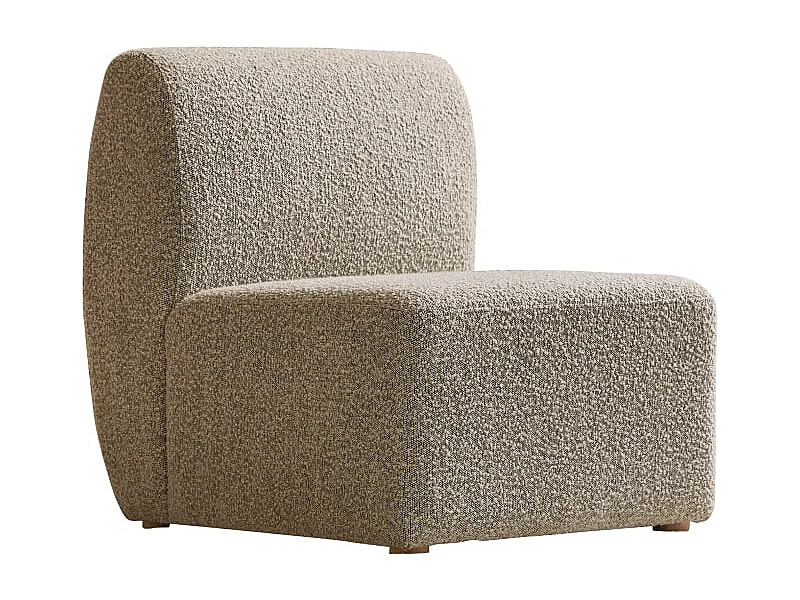 Poltrona da caminetto modulare Swann in acacia massello e tessuto grigio