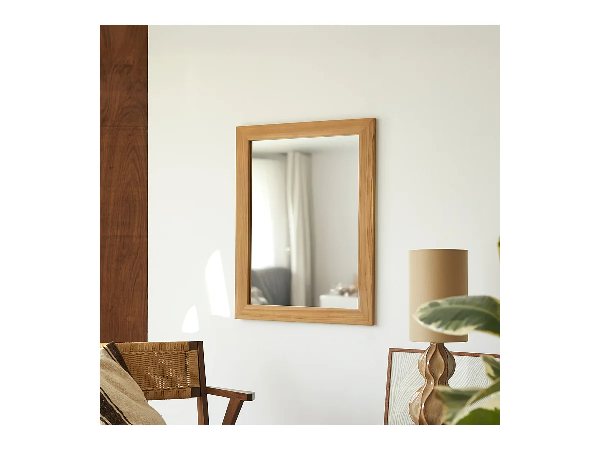 Deko-Spiegel Tona aus Teakholz, 120 × 90 cm