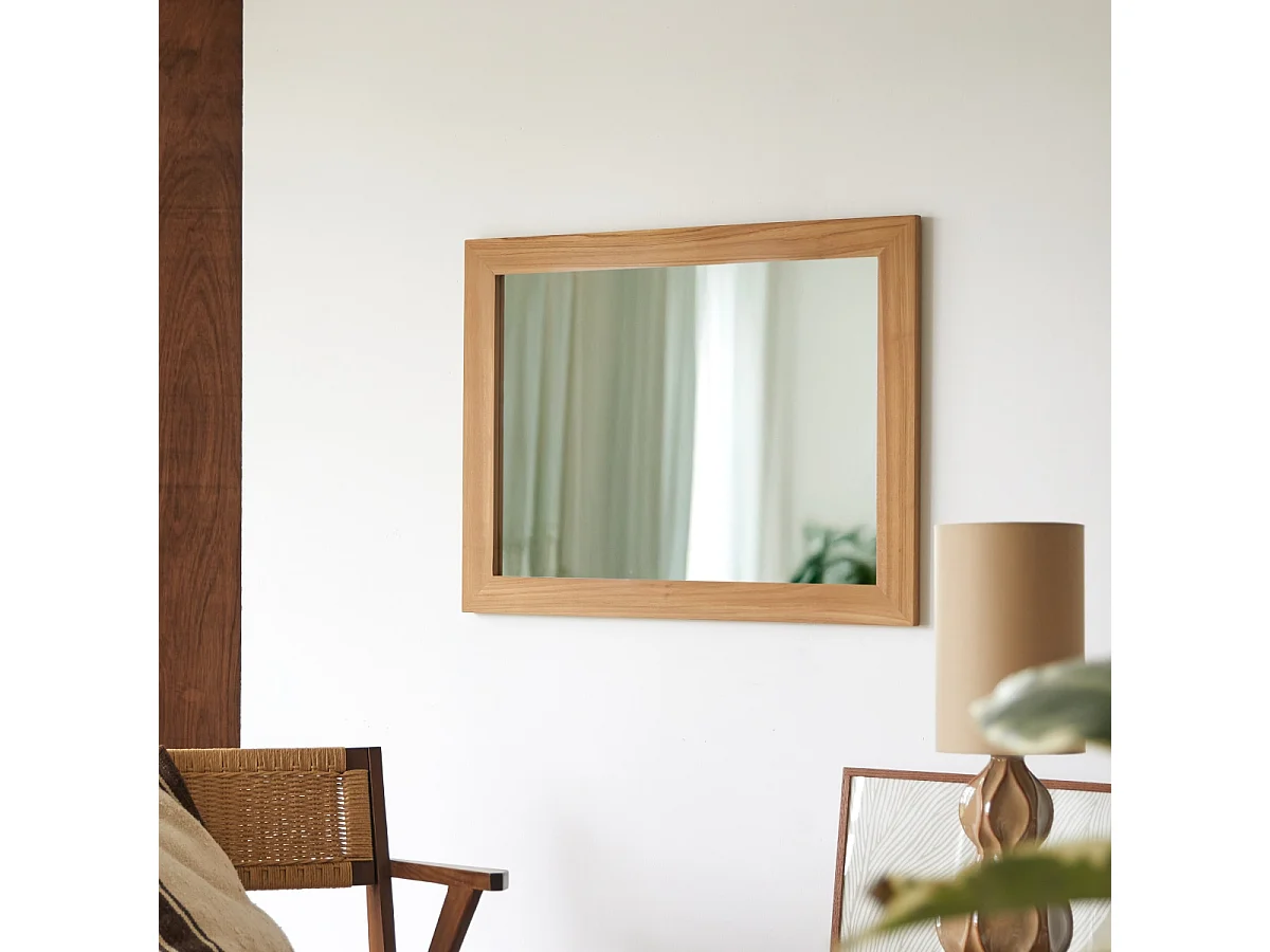 Deko-Spiegel Tona aus Teakholz, 120 × 90 cm