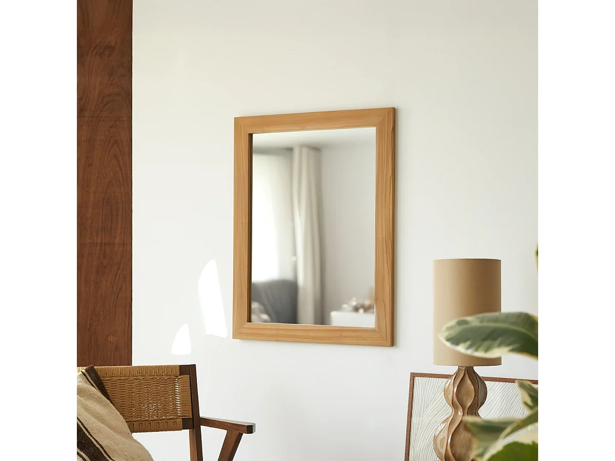 Deko-Spiegel Tona aus Teakholz, 120 × 90 cm
