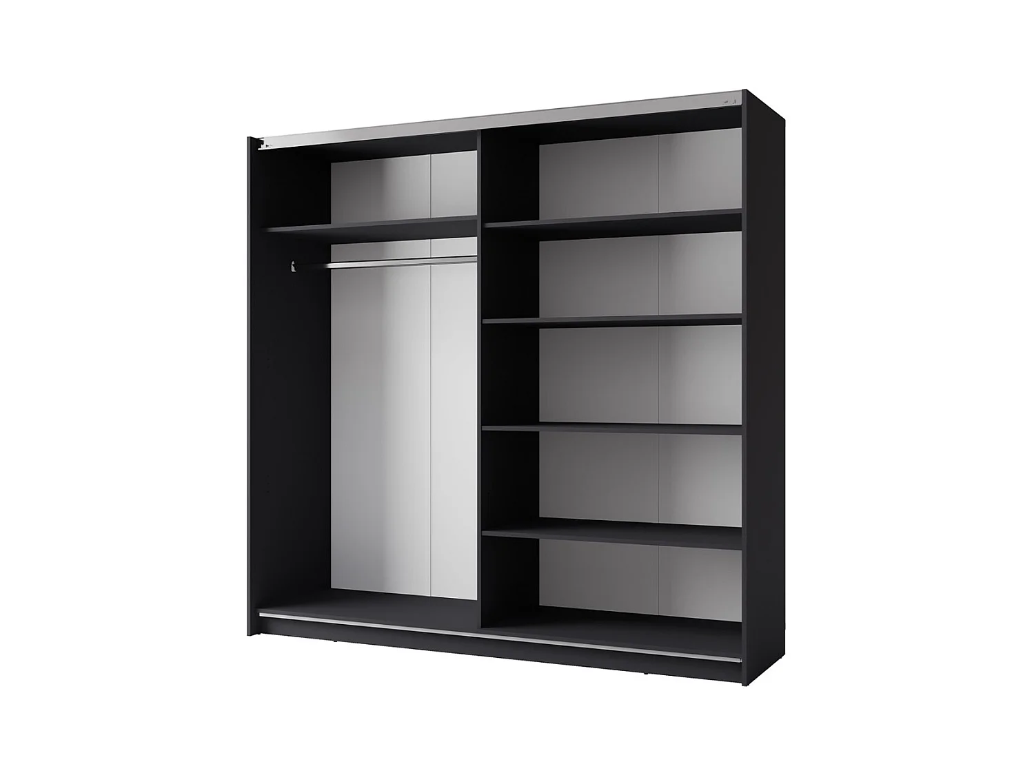 Armario ARSALA 150 cm gris grafito con espejo – 2 puertas correderas